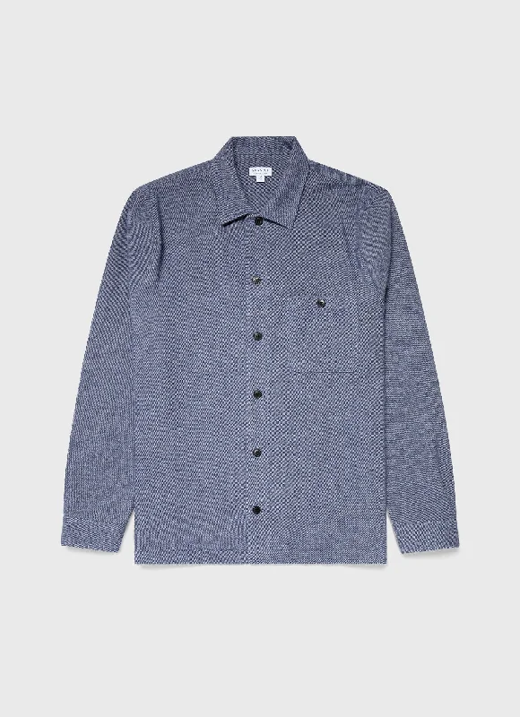 Men's Heavy Flannel Overshirt in Blue Melange