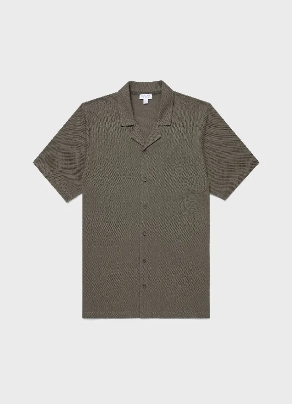 Men's Riviera Camp Collar Shirt in Khaki