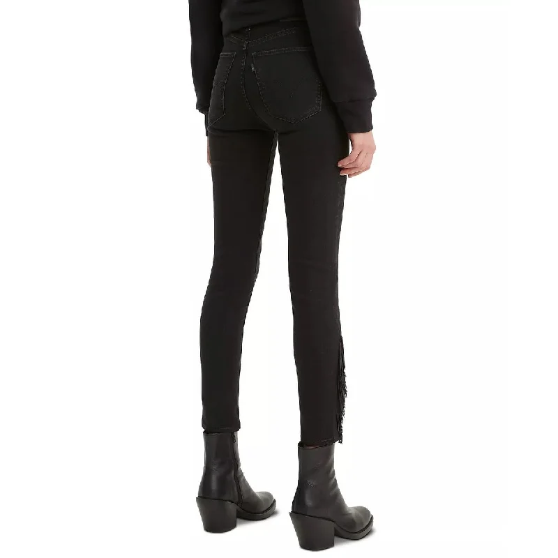 Levi's Women's Mile High Fringed Skinny Ankle Jeans Black Size Square 24