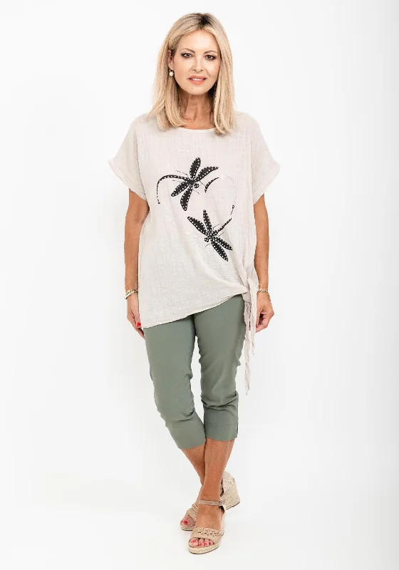 Seventy1 One Size Dragonfly T-Shirt, Beige