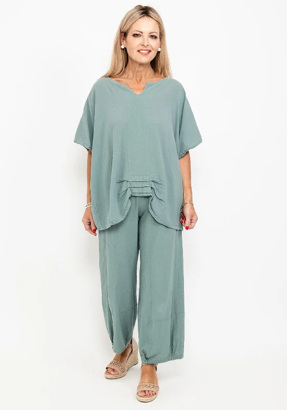 One Life Carol One Size Relaxed Fit Cotton Top, Agave