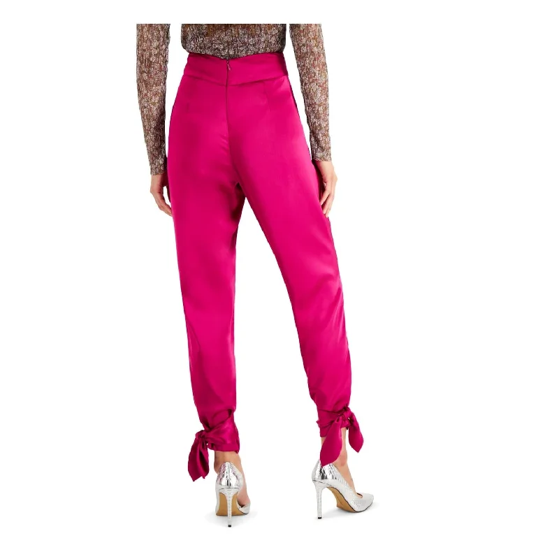 Inc International Concepts Women's Tie Pocketed Satin Skinny Party Pants Pink Size 4