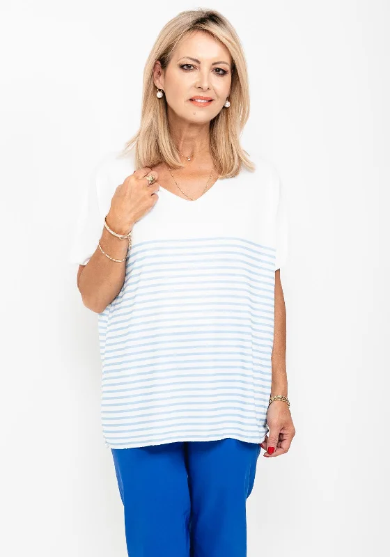 Seventy1 One Size Striped T-Shirt, White & Light Blue