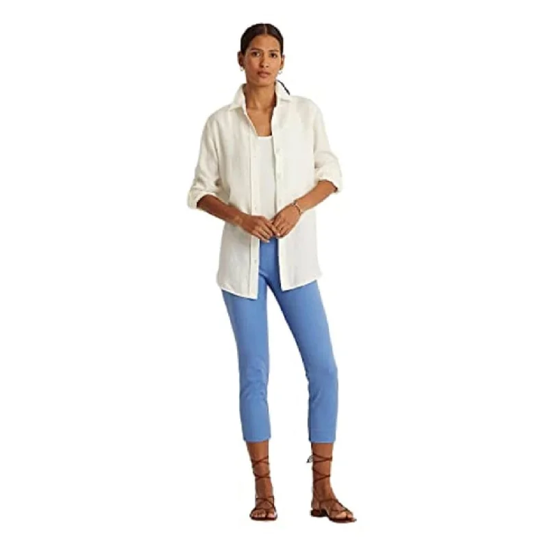 Ralph Lauren Women's Twill Cropped Skinny Pant Blue Size 16