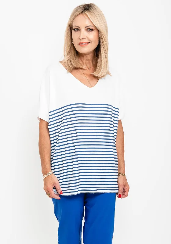 Seventy1 One Size Striped T-Shirt, White & Navy