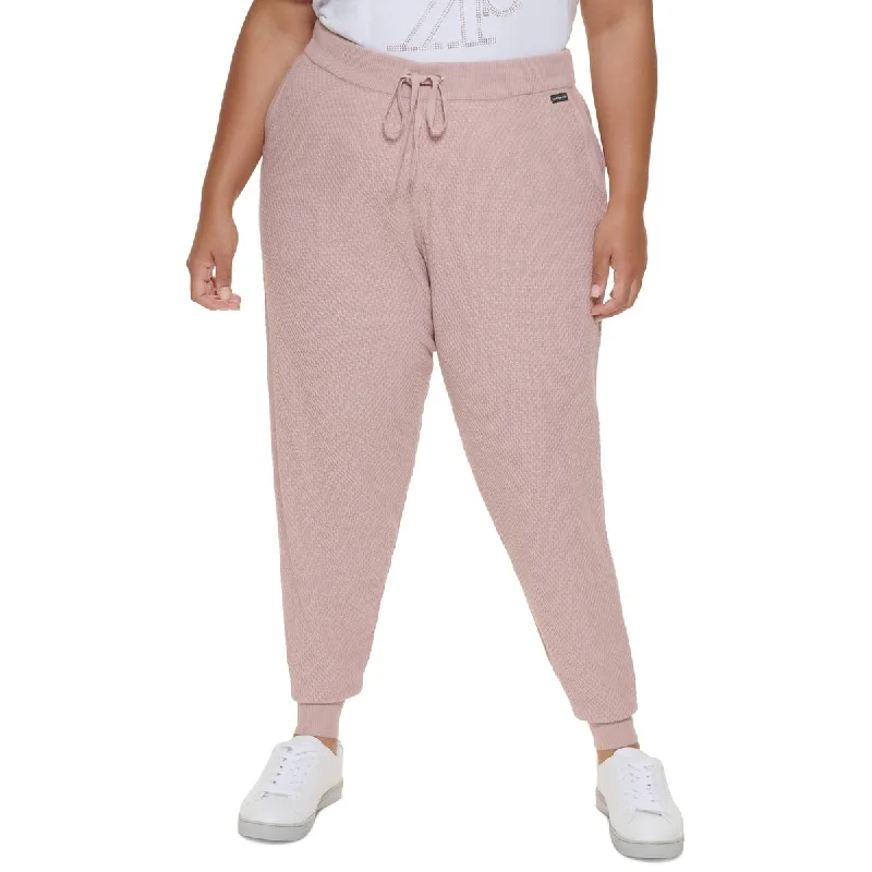 Calvin Klein Women's Honeycomb Jogger Pants Pink Size 2 X