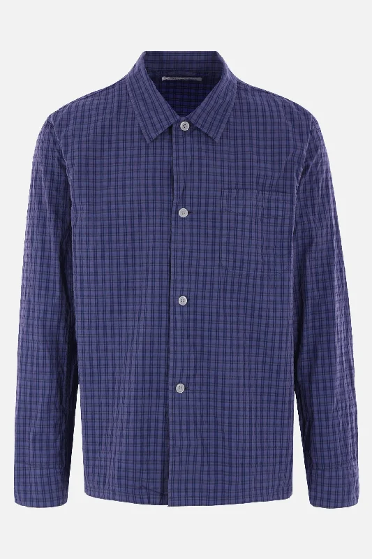 Box shirt in technical cotton checkered fabric
