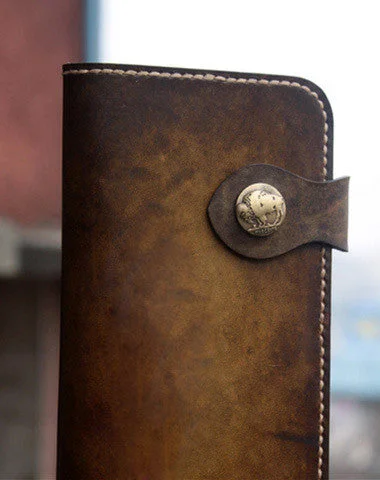 Handmade biker leather wallet truck wallet tan motorcycle leather long wallet for men Handmade biker leather wallet truck wallet tan motorcycle leather long wallet for men