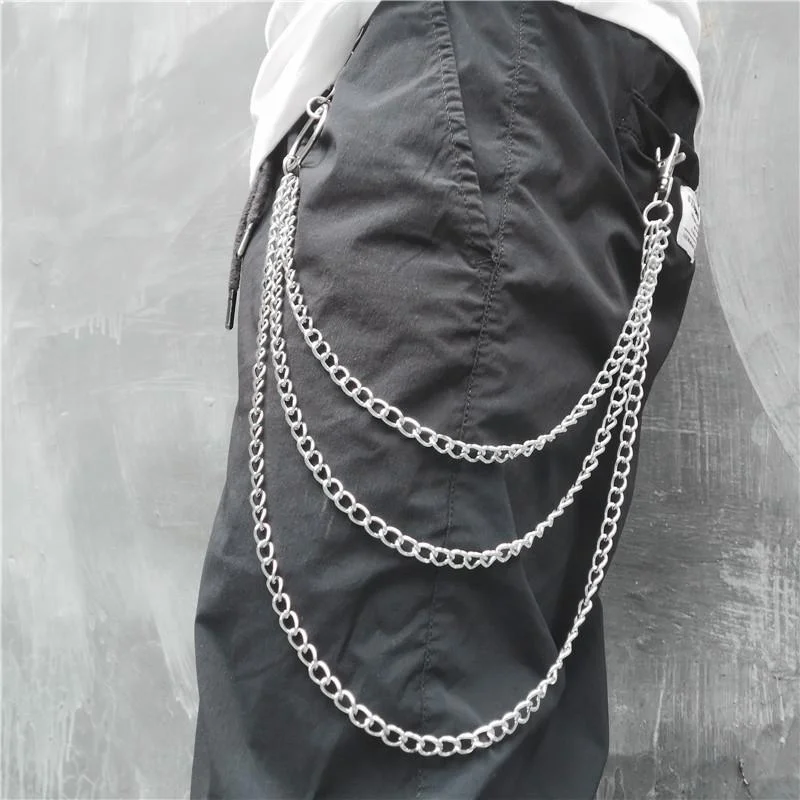 Badass Punk Mens Long Three Layer Jeans Chain Jean Chain Pants Chain Wallet Chain For Men Badass Punk Mens Long Three Layer Jeans Chain Jean Chain Pants Chain Wallet Chain For Men