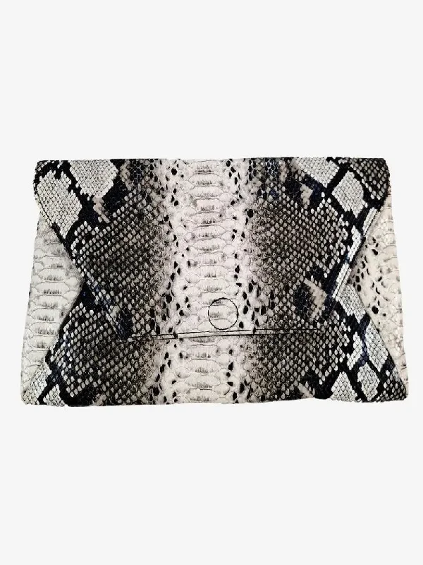 Witchery Grey Snakeskin Envelope Clutch