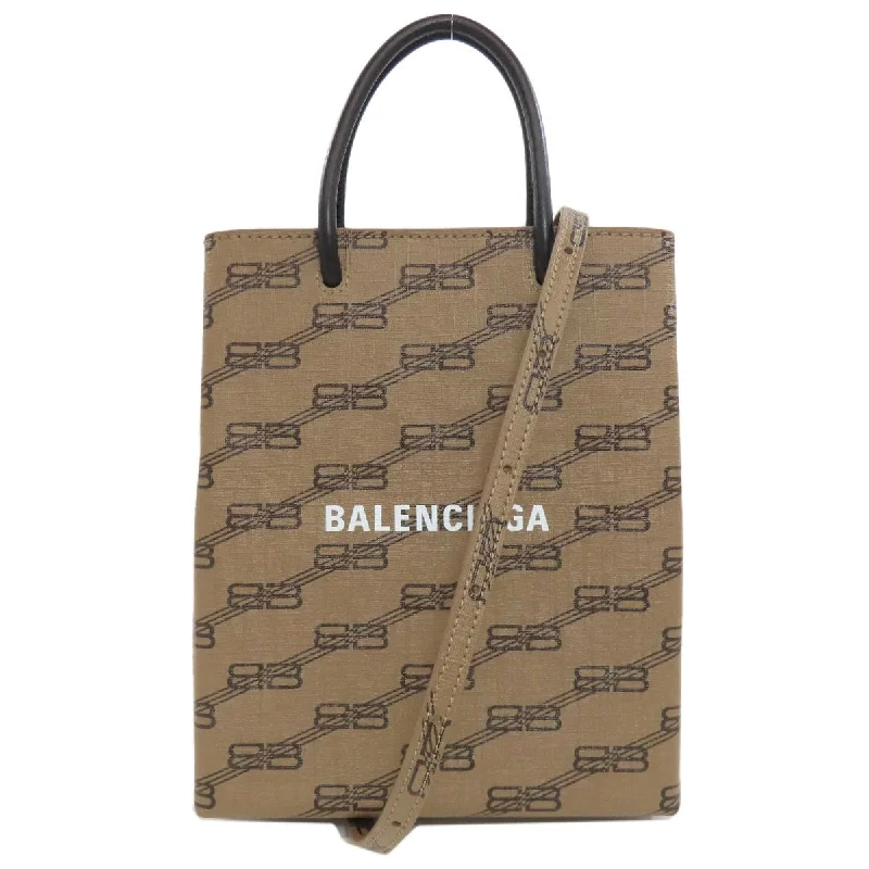 BALENCIAGA Handbag 693805 PVC Brown BB Monogram 2WAY