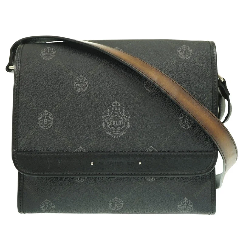 Berluti Shoulder Bag PVC, Leather black Flaneur PM Messenger Bag mens Used Authentic