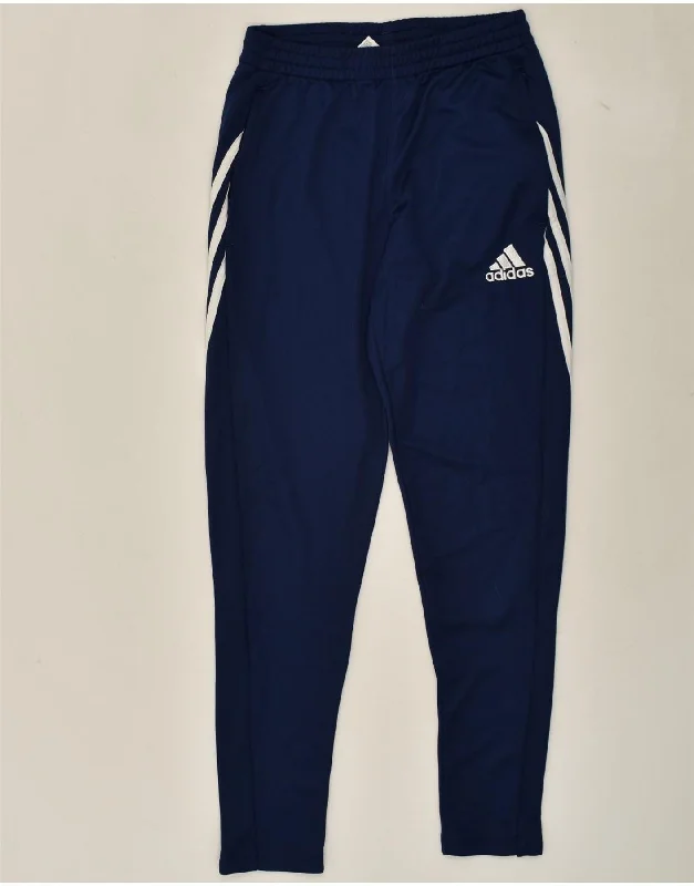 ADIDAS Mens Climalite Graphic Tracksuit Trousers Small Navy Blue Polyester
