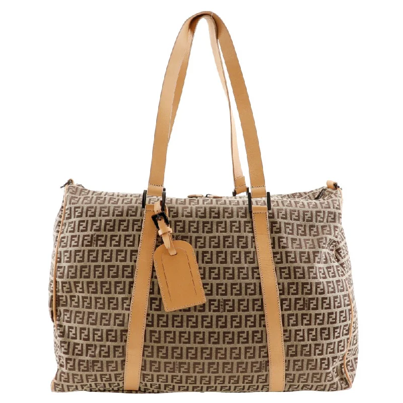 FENDI Boston Duffel bag 7VS014 Nylon canvas, leather Brown Zucchino Women Used Authentic