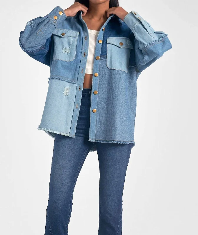 Patchwork Jacket In Blue