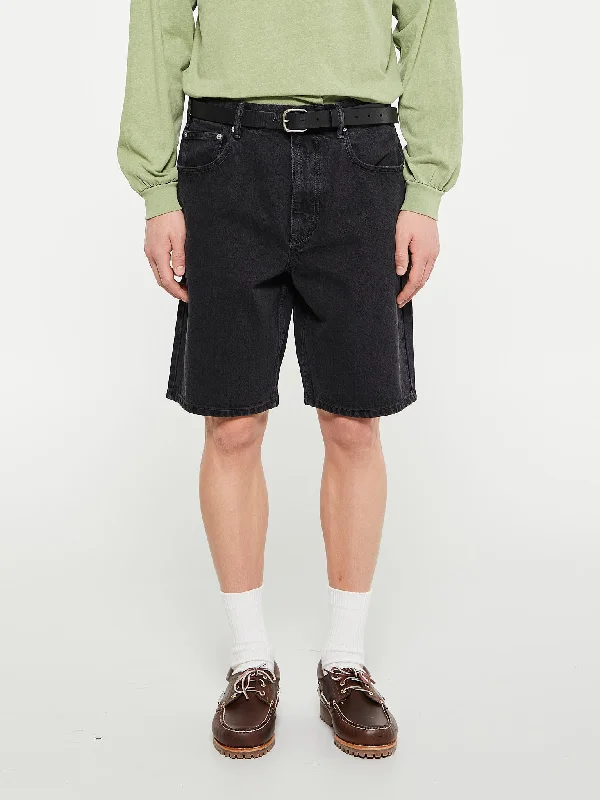 Washed Denim Shorts in Black