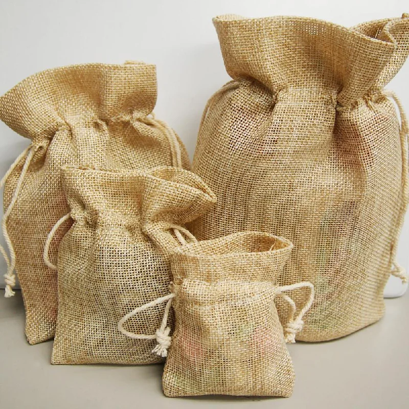 Faux Burlap Pouch Bags, 6-count