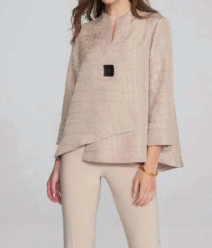 Quilted Cropped Blazer In Sand