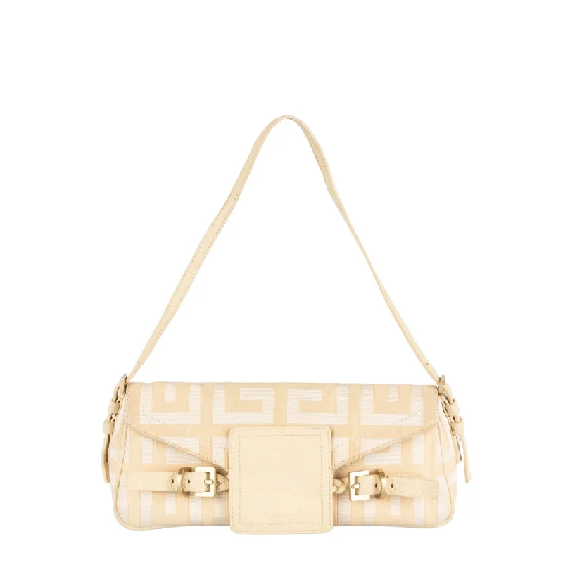 Givenchy Beige Monogram Canvas and Leather Flap Baguette Bag