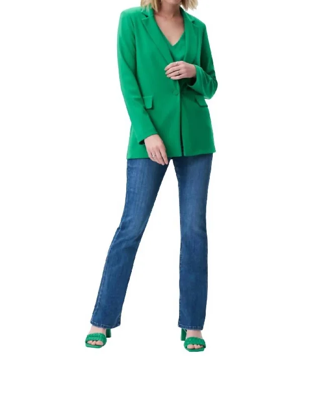 Open Front Silky Blazer In Foliage