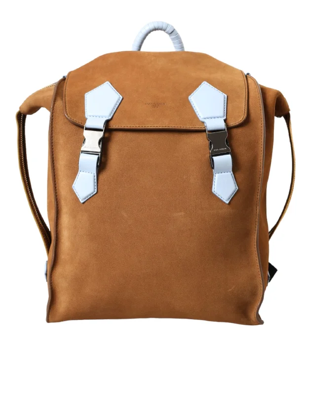 Dolce & Gabbana  yellow Suede Leather Logo Backpack Men's Bag (Pre-Owned)