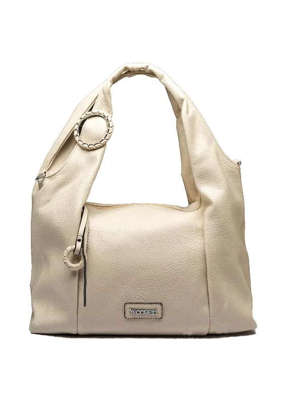 Zen Collection Pebbled Hobo Bag, Beige