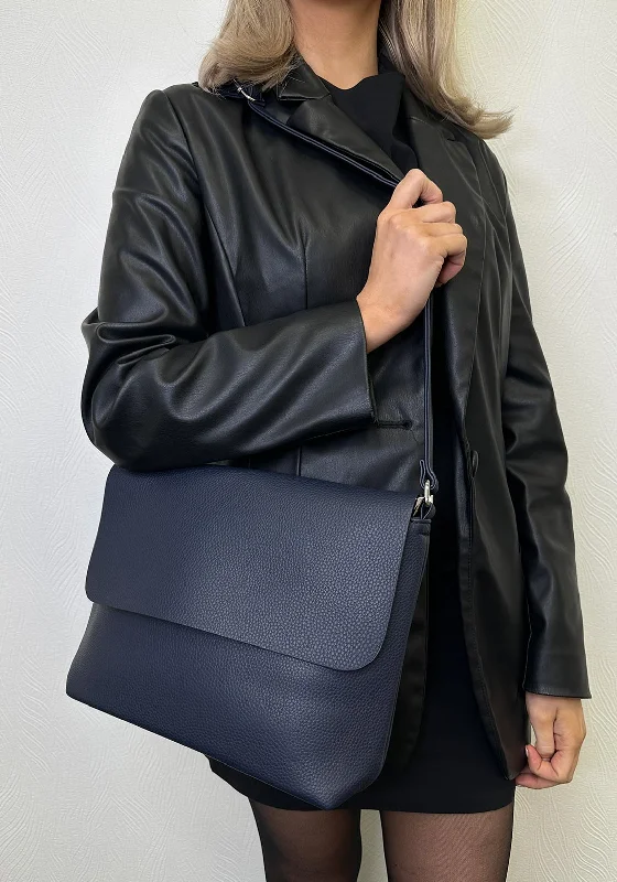 Zen Collection Pebbled Shoulder Bag, Navy