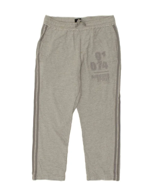 ADIDAS Mens Graphic Tracksuit Trousers Medium Grey Cotton