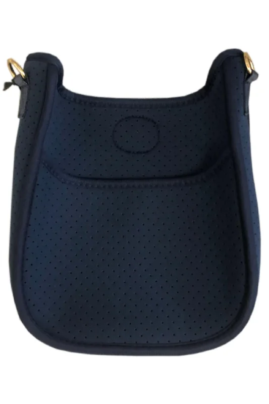 Mini Perforated Neoprene Messenger Bag In Navy