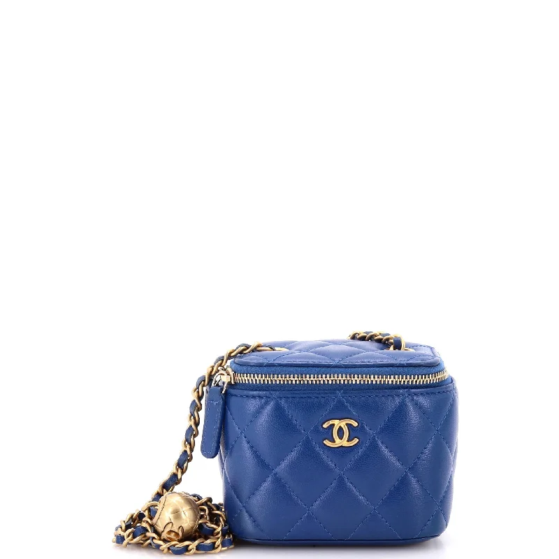 Pearl Crush Vanity Case with Chain Quilted Lambskin Mini