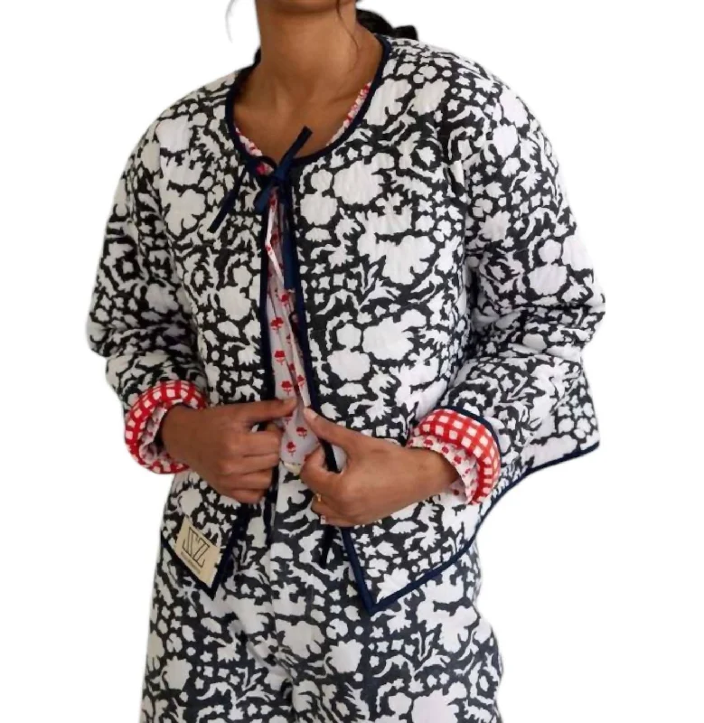 Reversible Quilted Jacket In Midnight/cherry Red