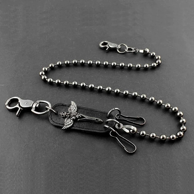 Solid Stainless Steel Long Bead Sword Wallet Chain Cool Punk Rock Biker Trucker Wallet Chain Trucker Wallet Chain for Men Solid Stainless Steel Long Bead Sword Wallet Chain Cool Punk Rock Biker Trucker Wallet Chain Trucker Wallet Chain for Men
