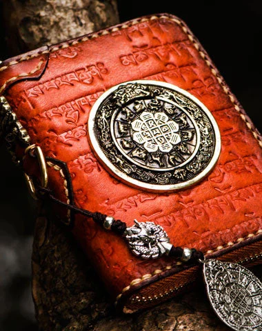 Handmade leather Mens Tibet Small biker chain wallet zipper billfold Chain Wallet for Men Handmade leather Mens Tibet Small biker chain wallet zipper billfold Chain Wallet for Men