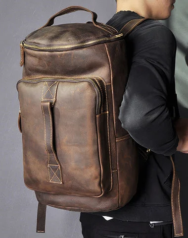 Vintage Mens Leather Barrel Backpack Barrel Travel Backpack Tan School Backpack For Men Vintage Mens Leather Barrel Backpack Barrel Travel Backpack Tan School Backpack For Men