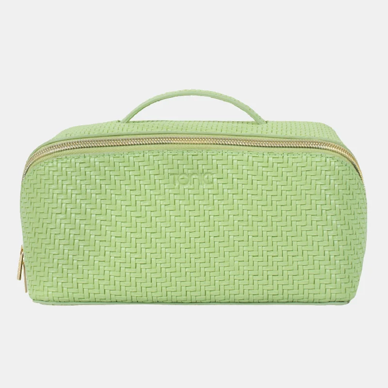 Large Beauty Bag - Herringbone Pistachio