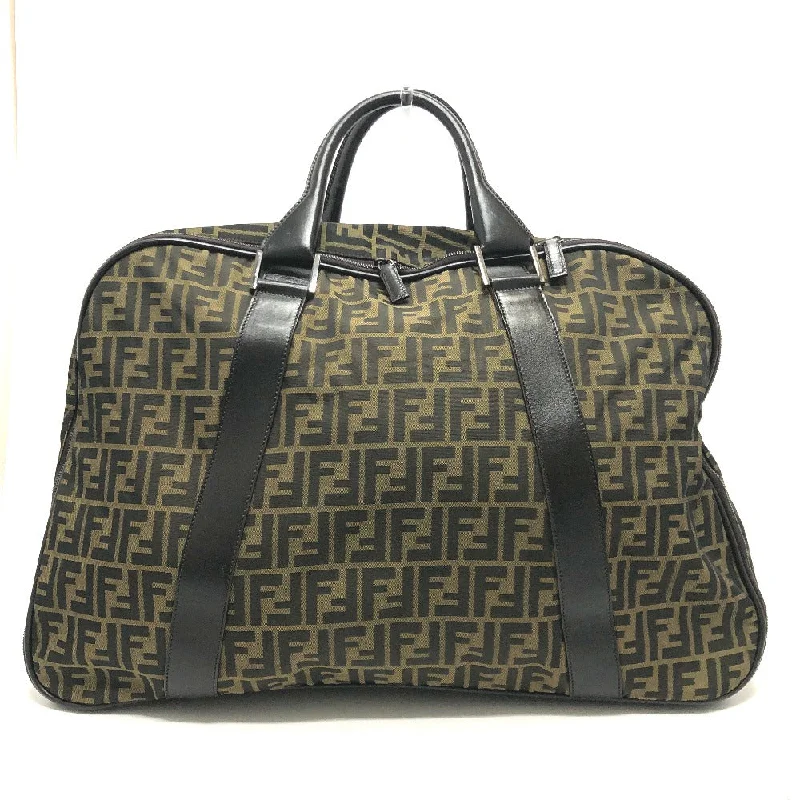 FENDI Boston Duffel bag Nylon / leather khaki Zucca FF logo