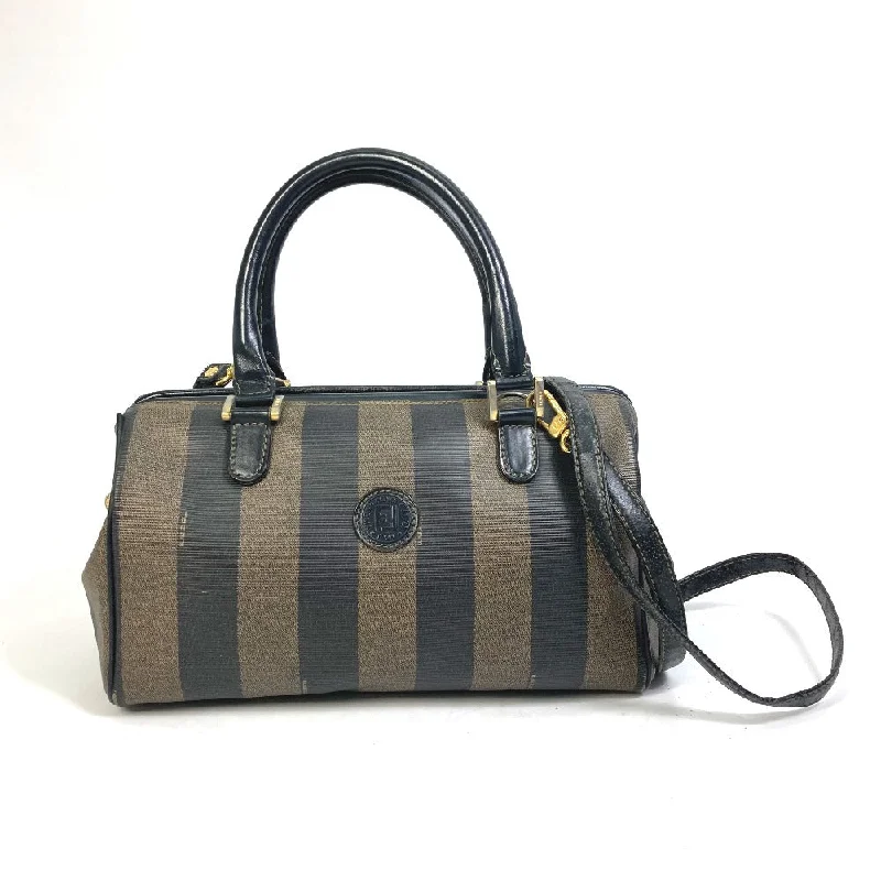 FENDI Boston Duffel bag PVC / Leather Brown Handbag Pecan