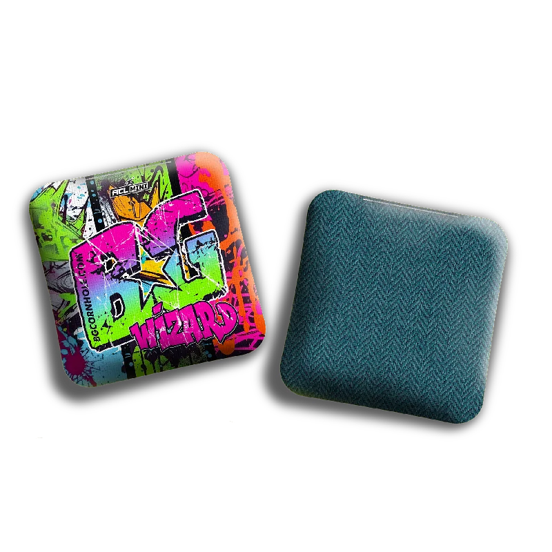 2025 BG Wizard 4" Mini Cornhole Bags - “DEFACED GRAFFITI” - Set of 4 Bags