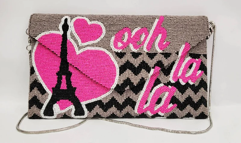 Beaded A Ooh La La Pop Art Clutch In Multi