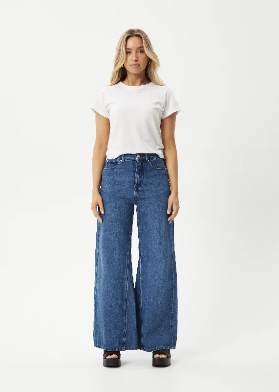 AFENDS Womens Gigi - Denim Flared Jean - Authentic Blue