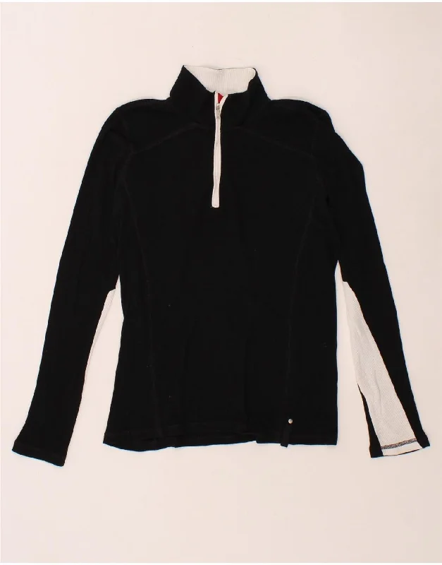 RALPH LAUREN Womens Zip Neck Pullover Tracksuit Top UK 12 Medium Black