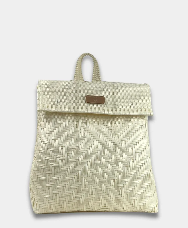 Maria Victoria | Glimmer Pearl BK | Upcycled, Handwoven, Backpack