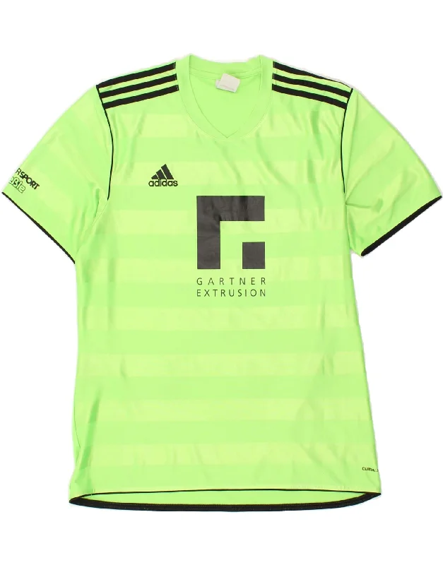 ADIDAS Mens Graphic T-Shirt Top Large Green Striped Polyester