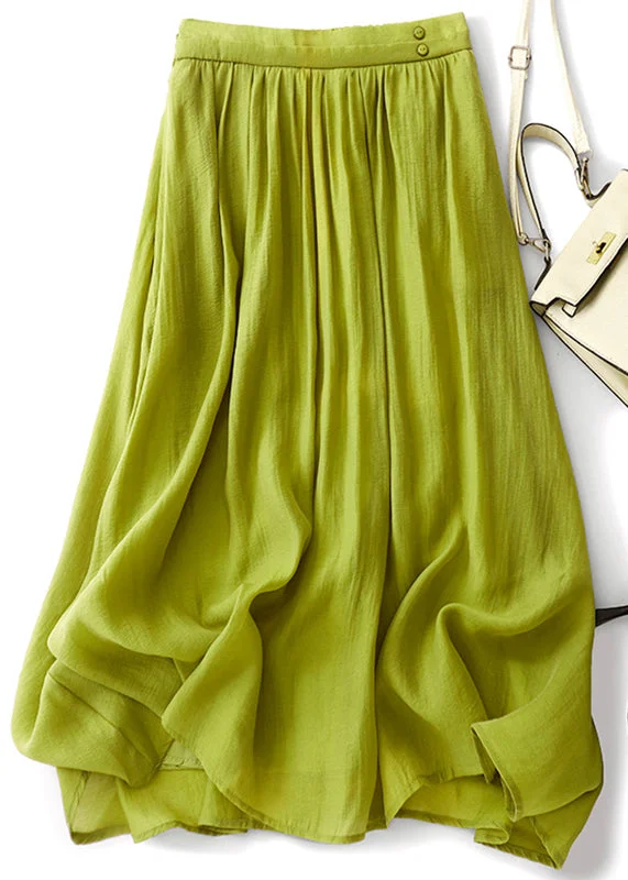 Boho Grass Green Exra Large Hem Cotton Holiday Skirt Spring