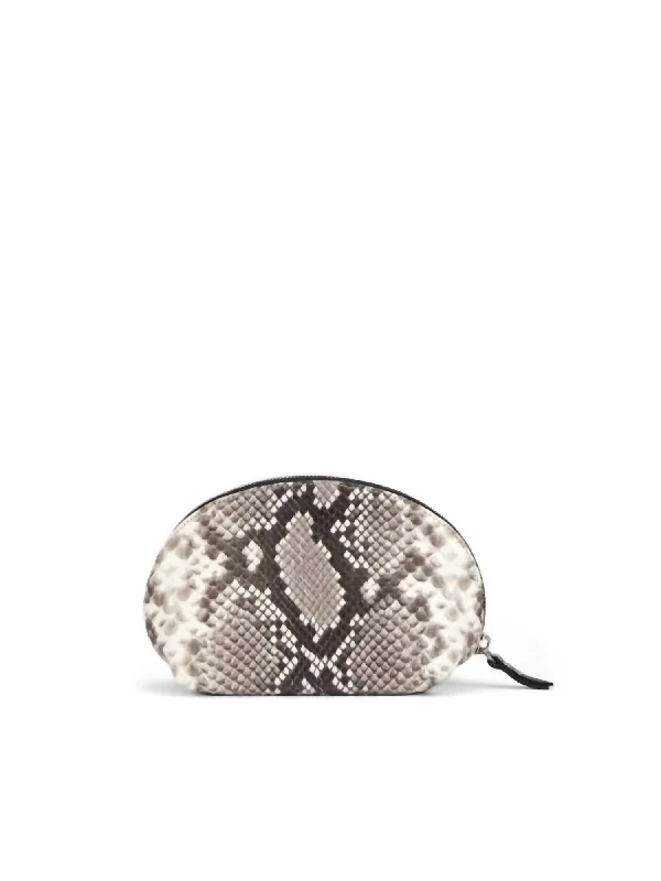 Women's Snakeskin-Print Clutch Bag In Fog