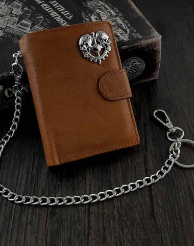 BADASS BROWN LEATHER MENS TRIFOLD SMALL BIKER WALLET BLACK CHAIN WALLET WALLET WITH CHAIN FOR MEN BADASS BROWN LEATHER MENS TRIFOLD SMALL BIKER WALLET BLACK CHAIN WALLET WALLET WITH CHAIN FOR MEN