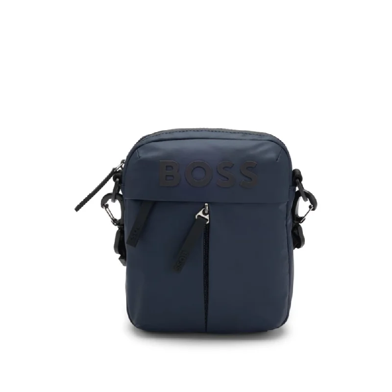 Faux-leather reporter bag with tonal logo