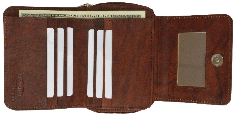 Womens Genuine Leather Small ID Credit Card Holder Wallet 3506 CF (C)