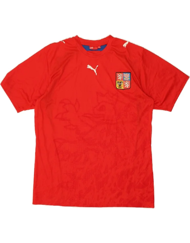 PUMA Mens Graphic T-Shirt Top Large Red Polyester
