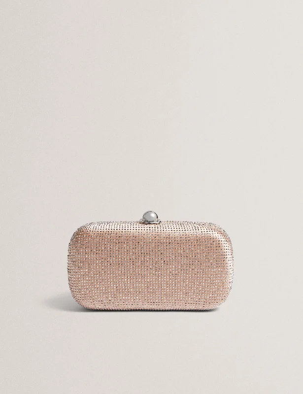Cryzela Crystal Embellished Hard Clutch Lt-Pink